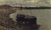 Levitan, Isaak Barge. Wolga oil painting reproduction